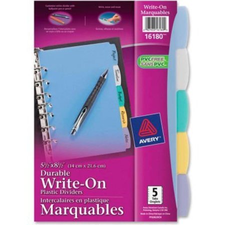 AVERY DENNISON Avery Mini Index Divider, Write-on, 5.5"x8.5", 5 Tabs, Assorted Divider/Assorted Tab 16180